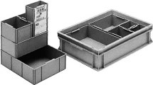 Skrzynka ESD, do pojemnika EUR 400x300mm, rozmiar 1/4, 174x128x32mm Skrzynka ESD, do pojemnika EUR 400x300mm, rozmiar 1/4, 174x128x32mm
